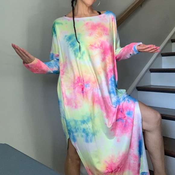 TIE DYE - NWT Off Shoulder Maxi Dress - Picture 11 of 12